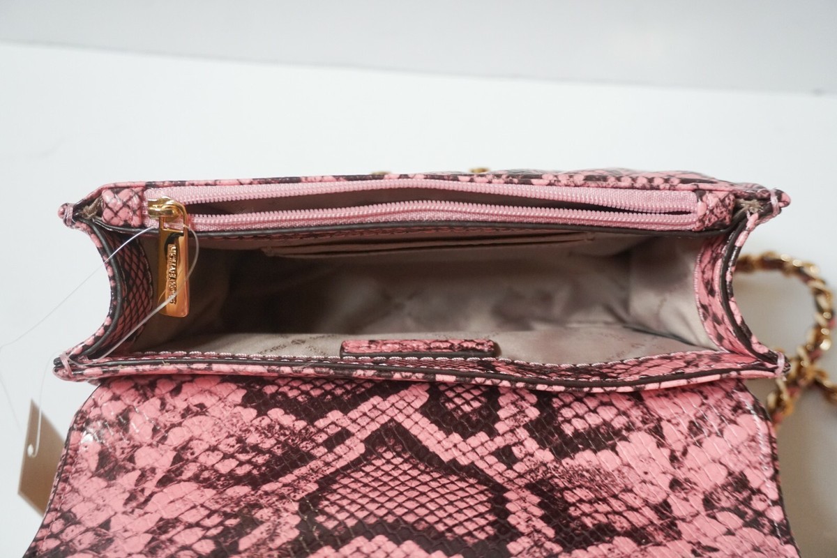 Michael Kors Rose Small Chain Crossbody Bag Exotic Embossed Pink