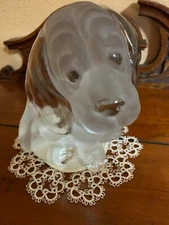 Vintage Viking Glass Beagle Bookend Figurine with Label