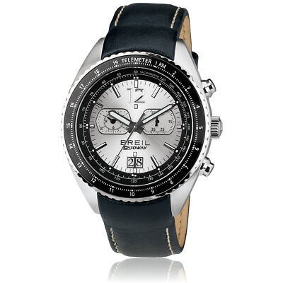 Herrenuhr BREIL MIDWAY TW1450-D-B Chrono Leder Schwarz Neu mit Mängeln