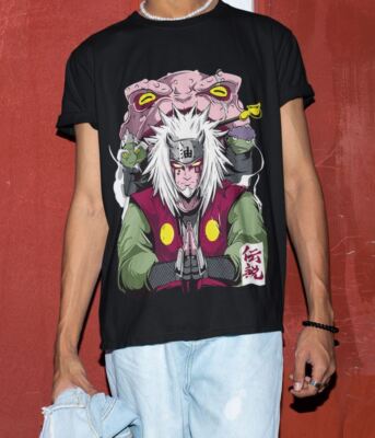 Jiraiya T-Shirt Naruto Rasengan Itachi Uchiha Anime Manga Black