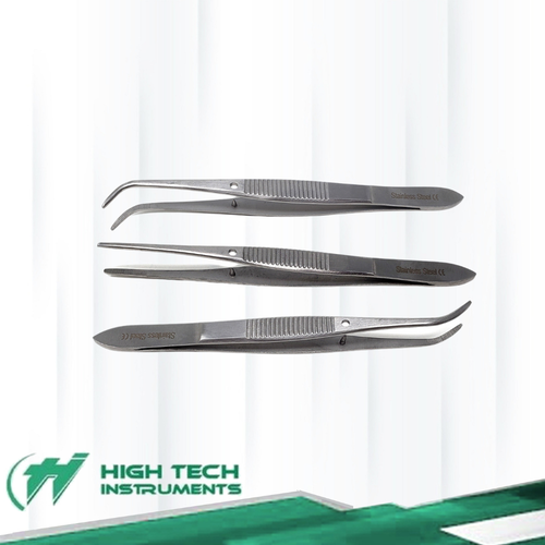 3 FÓRCEPS DENTADAS IRIS PARA ADEREZO DE OJOS 4" RECTAS+CURVAS+CURVAS COMPLETAS INOX CE - Imagen 1 de 4