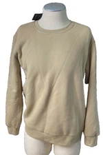 Tacvasen men's Crew Neck Sweater pullover sweatshirt Medium beige