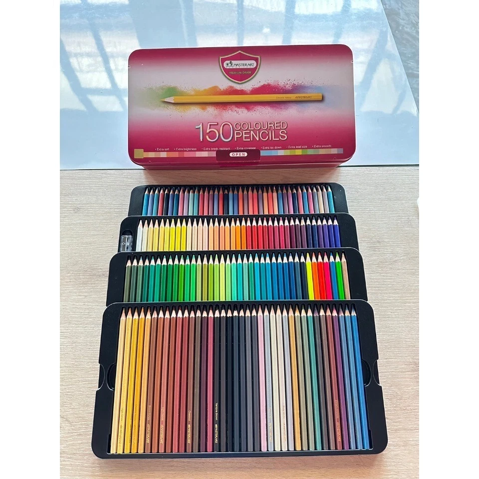 Juego de caja de lápices de colores Master Art 150 colores para colorear dibujo arte pintura larga Foto 2 de 4
