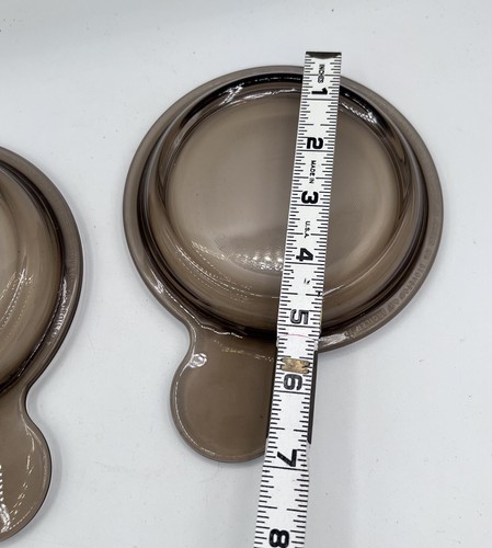 Lot Of 2 Pyrex Corning Ware Grab It Amber Brown Glass Replacement P-150-C Lid - Picture 2 of 2