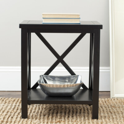 SAFAVIEH Candence Cross Back End Table | Black |