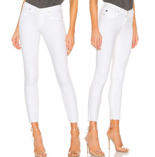 Adriano Goldschmied Size 30 The Legging Ankle Super Skinny Jeans Raw Hem White