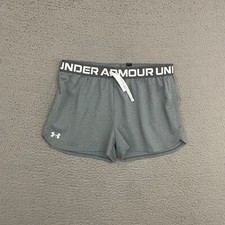 Under Armour Shorts Girls XL Loose Fit Gray Drawstring Running Activewear Sports