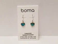 Boma Jewelry Sterling Silver Turquoise Heart Dangle Earrings