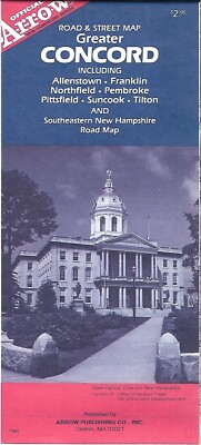 1987 ARROW Road Map CONCORD Franklin Suncook Tilton Pittsfield SE New Hampshire