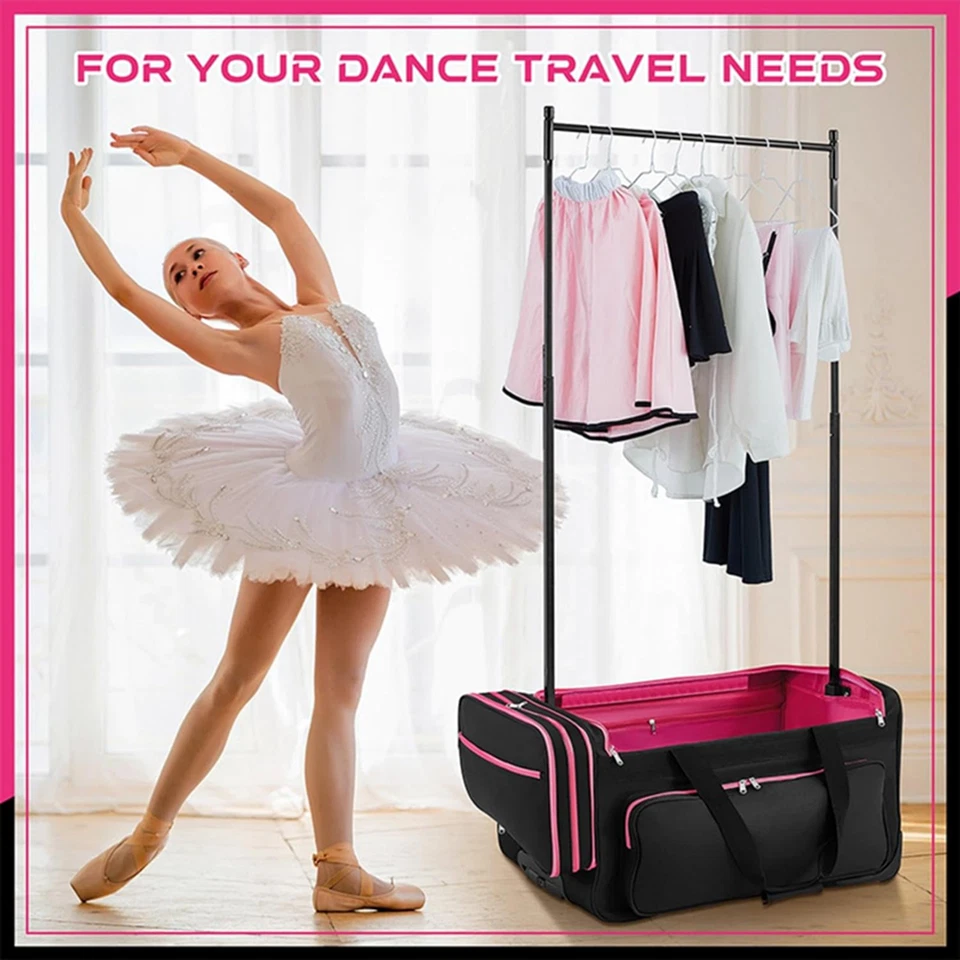 24inch Dance Bag Suitcase Garment Rack Duffel Rolling Luggage Upright Storage - image 2 of 4
