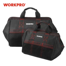 WORKPRO 2 Piece 13" 18" TOOL BAG Wide Mouth Heavy Duty Tote Storage with Zipper