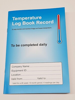 Lebensmitteltemperaturprotokoll Buch Aufzeichnung. Kühlschrank und Gefrierschrank Temperaturaufzeichnung Log A5