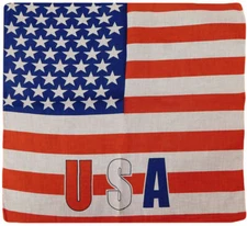 American Flag "USA" Lettering 22"x22" 100% Cotton Bandanna Bandana