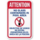 Attention No Glass Containers Pool Aluminum Weatherproof Sign p794