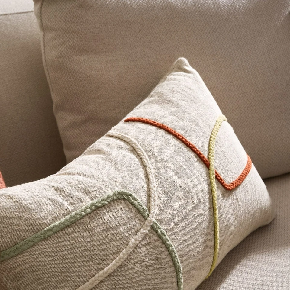 Made.com Nyle Cotton & Linen Blend Rectangle Cushion, 40 x 55 cm, Beige - Image 3 of 4