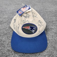 Vintage New England Patriots Hat Cap Strap Back One Size Game Day Autograph Auto