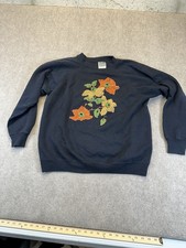 Vintage 90s Hanes Her Way sweatshirt with floral embroidery XL Women  s