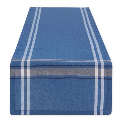 DII French Stripe Table Runner 14x108 Blue Chambray - Kitchen Essentials