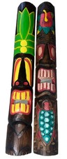 SET OF 2 40 TIKI MASK HAWAIIAN WALL ART ISLAND HOME DECOR BAR TROPICAL