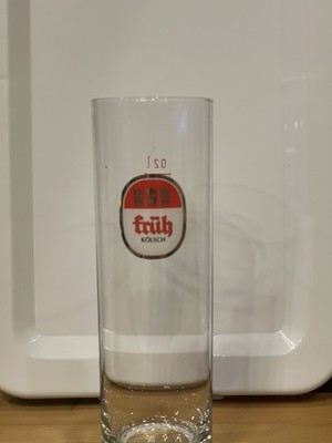 Fruh Kolsch Beer German Stange Glass Collectible 7'' Tall Slim Cylindrical 0.4L 