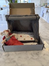 Maileg Happy Camper Mouse Double Tent with Camper Mouse In Sleeping Bag Retired