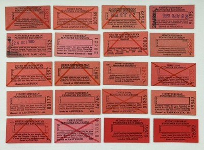 NSW Railway Ticket Pensioner Excursion x20 - Lot 1