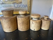 4 antike Holz Pork Pie Formen Dollies Kitchenalia