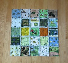 Baby Rag Quilt All Different JOHN DEERE Fabric on Front 25 Different Fabrics