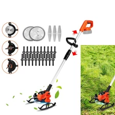 Adjustable Angle Cordless Grass Trimmer W/ Wheel Lightweight Handheld Lawn Mower