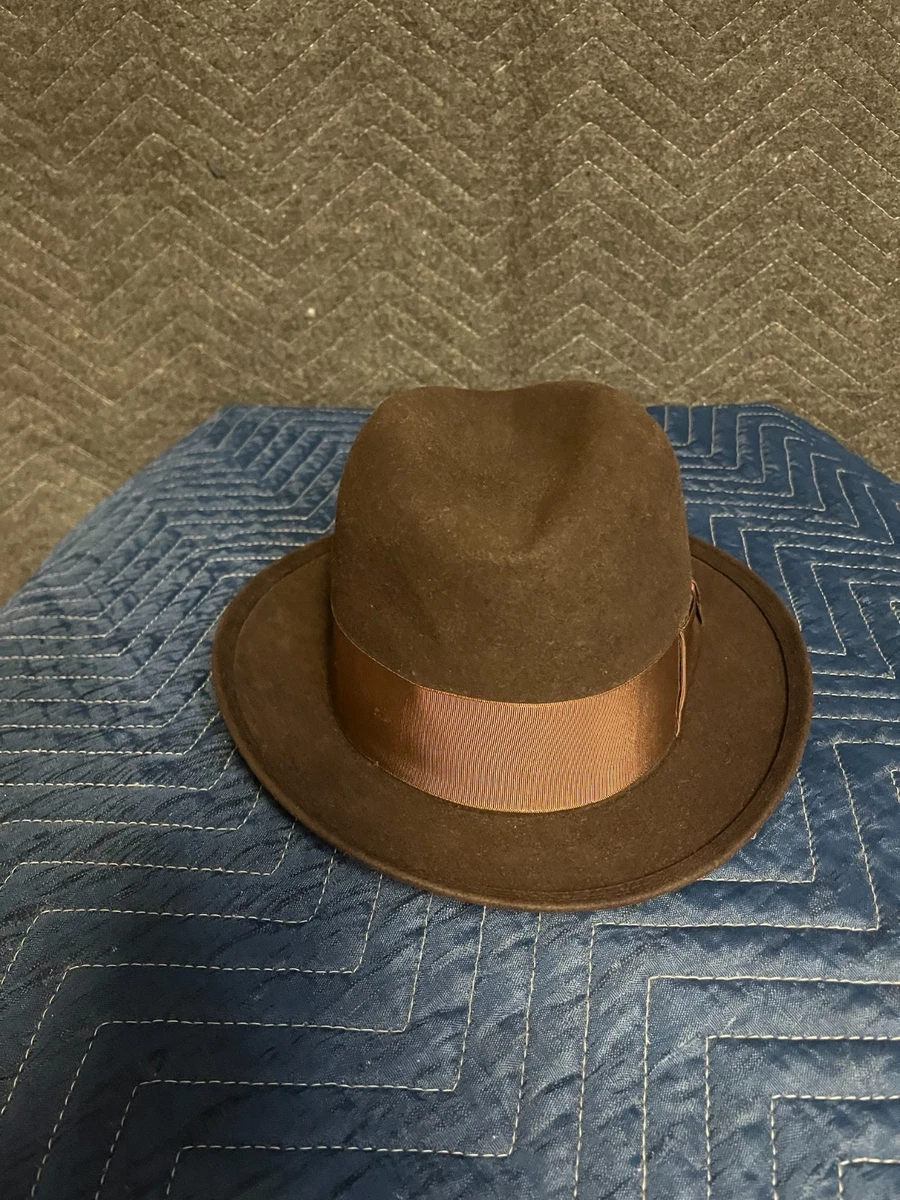 Vintage Stetson Straw Leather Fedora Hat Size 57 Or 7 1/8” Made In USA Tan READ Stetson Fedora/Trilby Vintage Hats for Men 7 1/8 Size for  main image 3