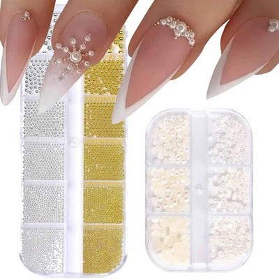Nailart Perlen Micro Kaviar für Nägel, 0.3-3mm Goldene Silber Mini Kaviar S