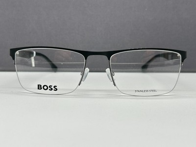 Boss Brille Herren eckig 1487 matt Stahl XL groß Carbon Optik