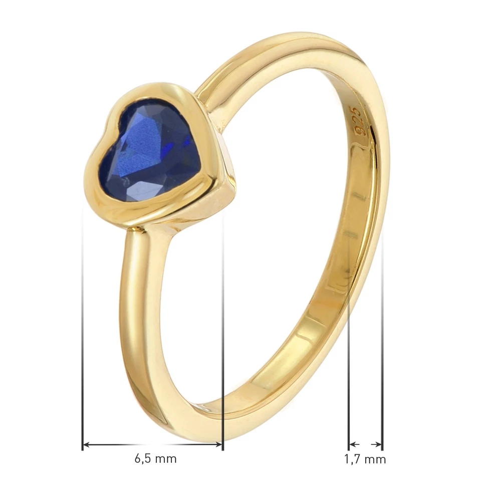 TRENDOR Schmuck Damenring mit Dunkelblauem Zirkonia-Herz 925 Silber Vergoldet 31 - Bild 3 von 4