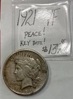 1921 Peace Silver Dollar Coin (VF) Very Fine Condition! Key Date! ENN Coins