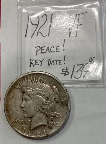 1921 Peace Silver Dollar Coin (VF) Very Fine Condition! Key Date! ENN Coins