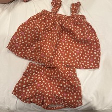 Cat  Jack Burnt Orange Patterned Palm Tree Short And Tank Outfit - Girls 4-6