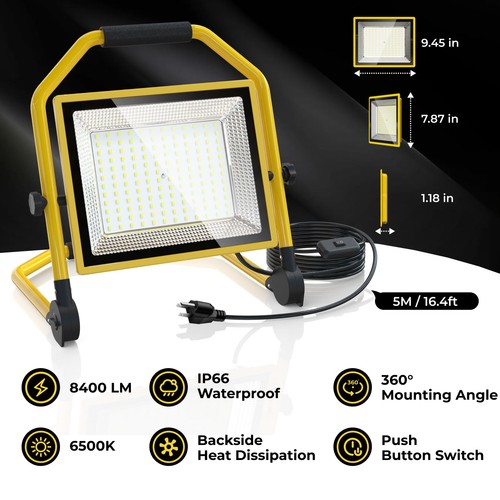 Portable 8400 Lumen LED Work Light, 16FT Cord, Waterproof, Adjustable Stand I... - Picture 7 of 7