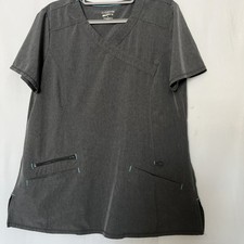 Scrub Star Performance Women Dark Gray Pewter V Neck Scrub Top Sz Medium