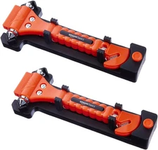 Amazon Basics Emergency Seat Belt Cutter & Window Hammer Tool, 2-Pack Car Access