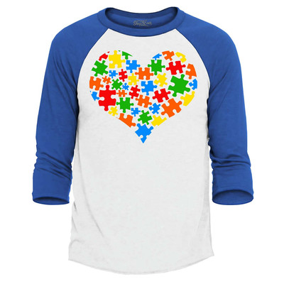 Puzzle Heart Autism Awareness Raglan Baseball Neurodiversity Support Shirt