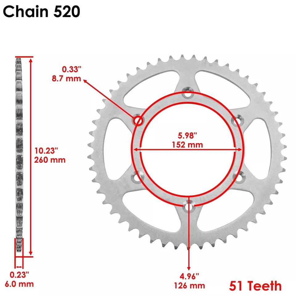 Комплект приводной цепи и звездочки для Honda CRF250R 2004 2005 2006 2007 2008 2009 - Изображение 3 из 4