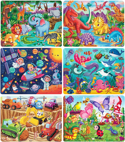 Wooden Puzzles for Kids Ages 4-6-8, 48 Piece Jigsaw Puzzles for Kids 3 ...