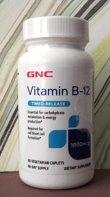GNC Vitamin B12 Timed Release 1000mcg 90 Vegetarian Capsules - Exp 04/2027