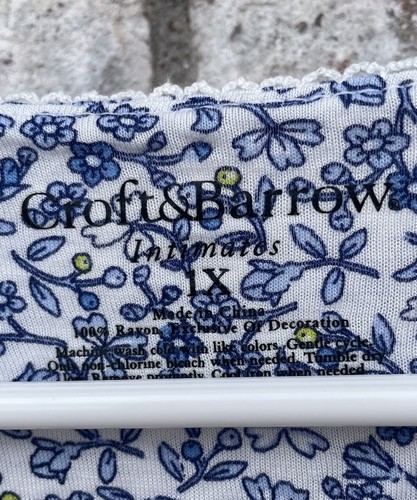 Croft &Barrows Nightgown Short Sleeve Blue Floral Eyelet Lace Pleated Bodice 1X - Picture 3 of 3