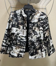 Kasper Womens Jacket Size 12 Black, Beige And White