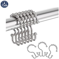 Durable ABS Plastic Shower Curtain Hooks - Easy Install Nickel Finish, Set of 12