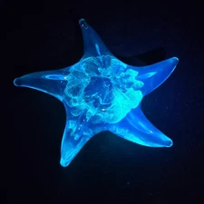 Dynasty Gallery Art Glass Paperweight Pink Starfish Glow In The Dark Gift