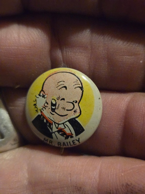 Vintage Kellogg's Pep Pin-Back Mr Bailey 1946 Cartoon Comic Pin