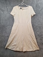 Talbots Dress Size 10P Flutter Sleeve Fit To Flare Beautiful White Woven Dress