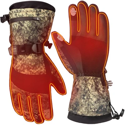 Kemimoto Camo Heated Gloves Winter Electric Rechargeable Touchscreen Mittens Men